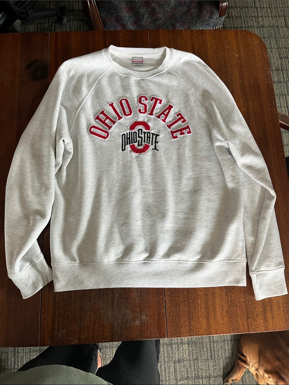 Ohio State Crewneck Sweatshirt in Light Gray with Red Logo